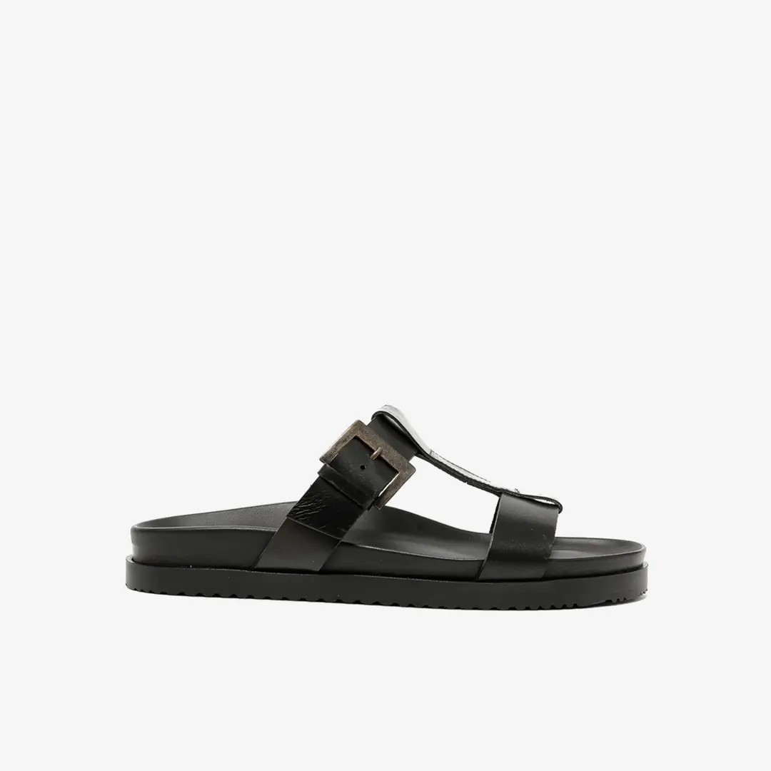 The Sandals Factory Leather Erkek Bantlı Terlik - Siyah
