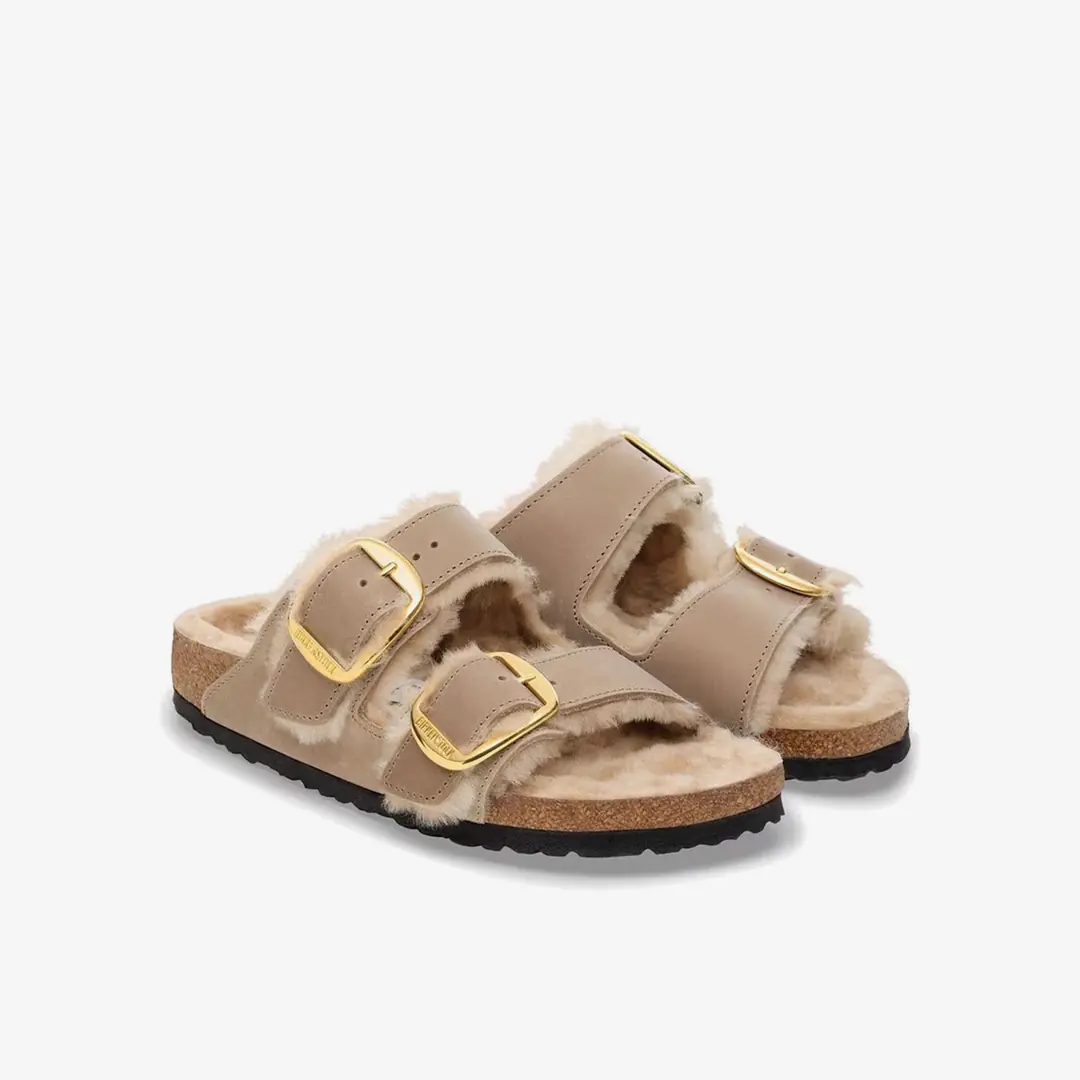 Birkenstock Arizona Shearl Kadın Çift Bantlı Terlik - Bej