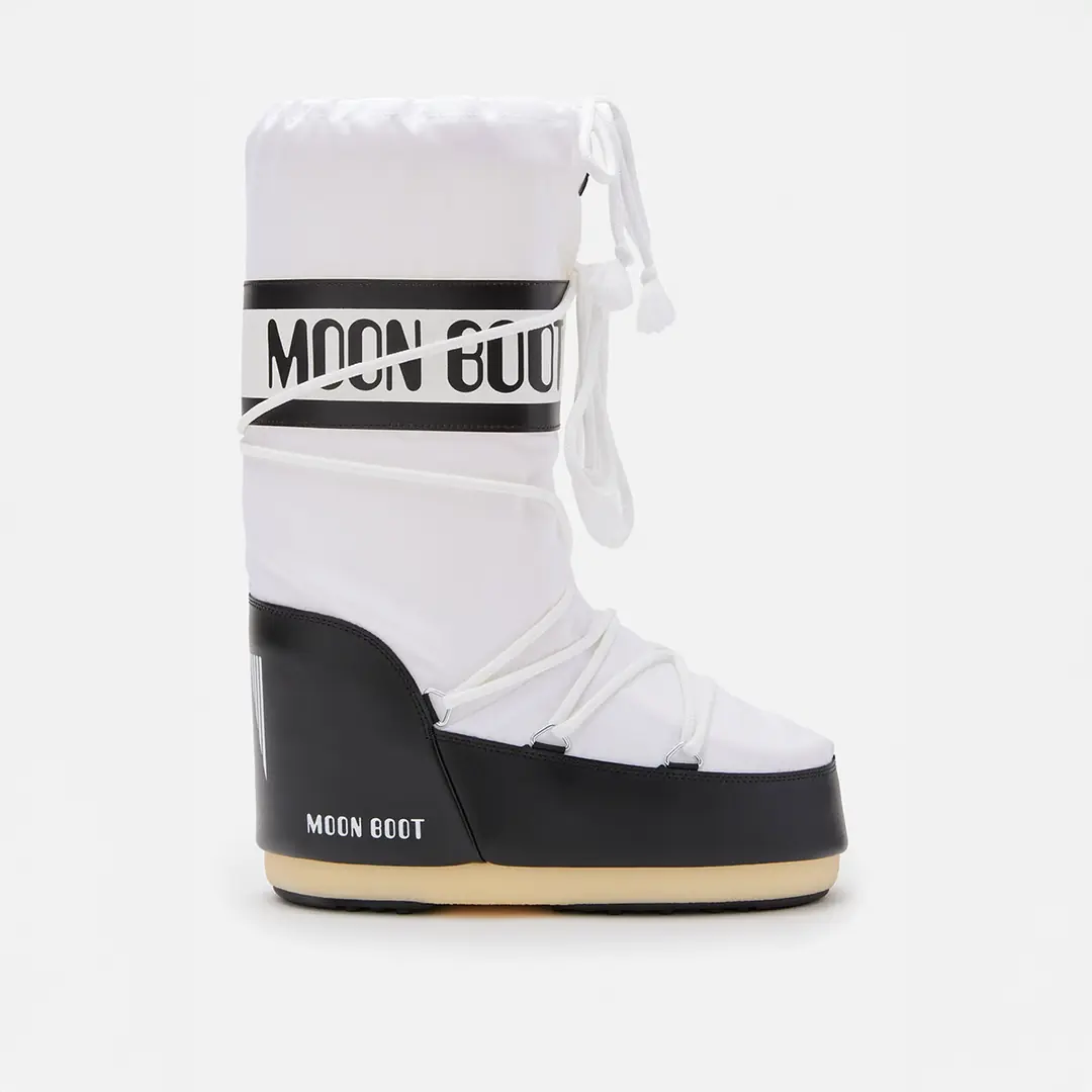 Moon Boot Icon Nylon Kadın Kar Botu - Siyah Beyaz