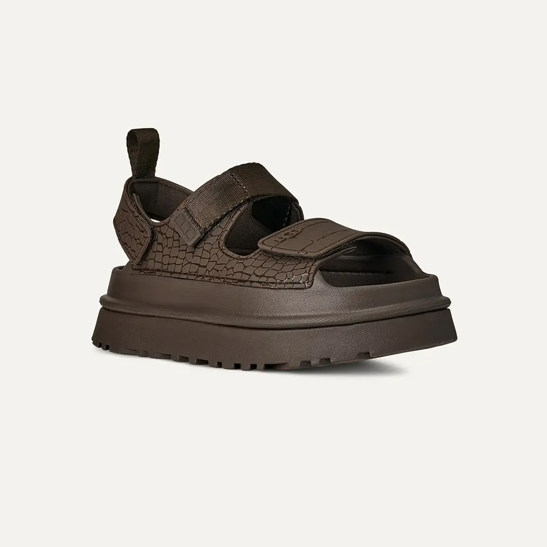 Ugg GOLDENGLOW EMBOSSED Kadın Bantlı Sandalet - Koyu Gri