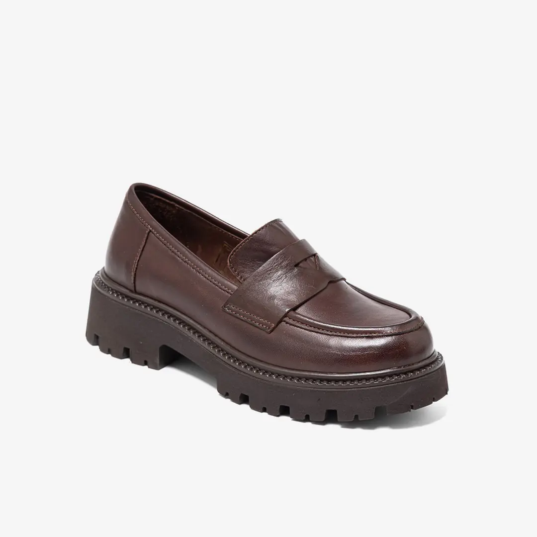 Vergelio  Kadın Kalın Tabanlı Loafer - Koyu Kahverengi