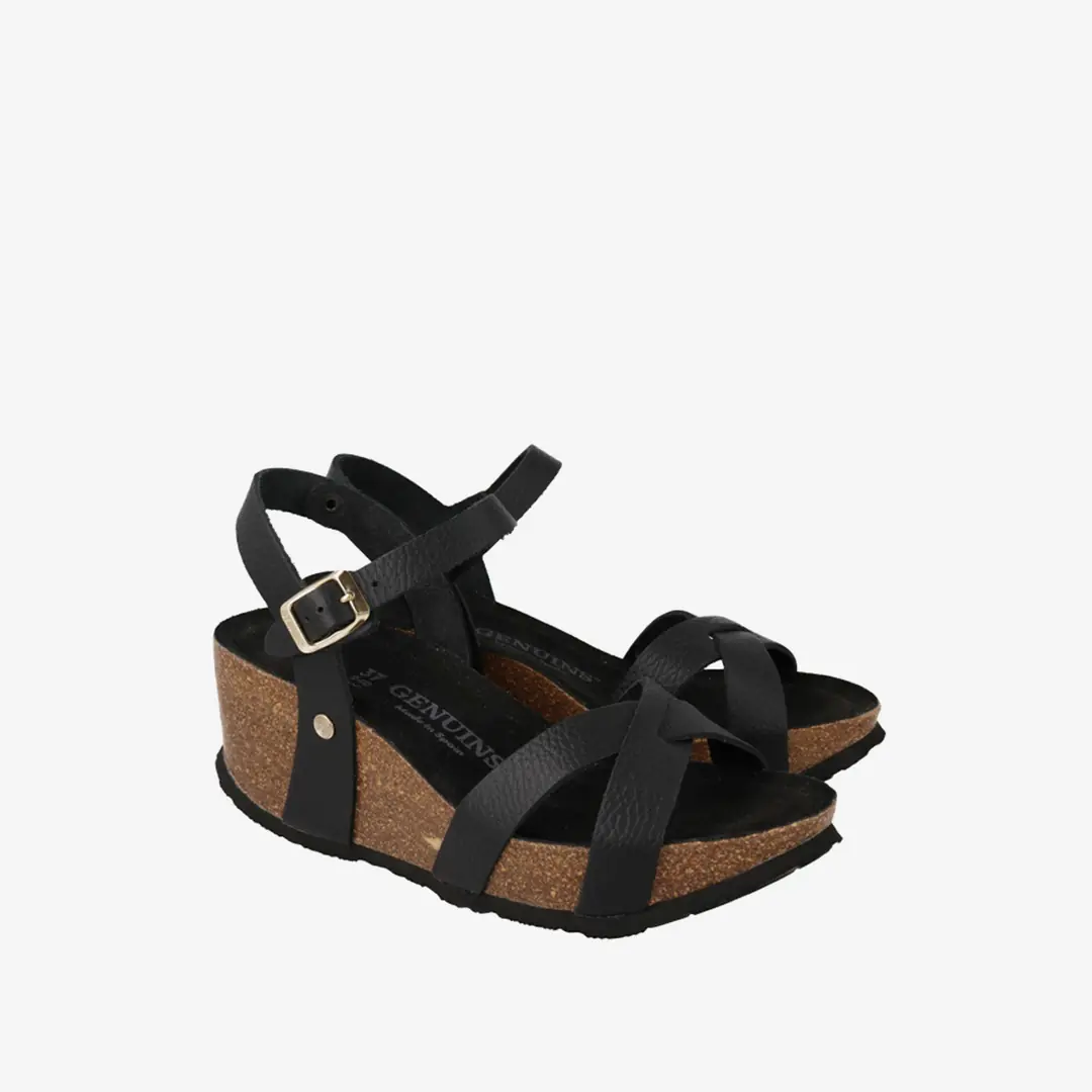 Genuins Cannes Kadın Dolgu Taban Sandalet - Siyah