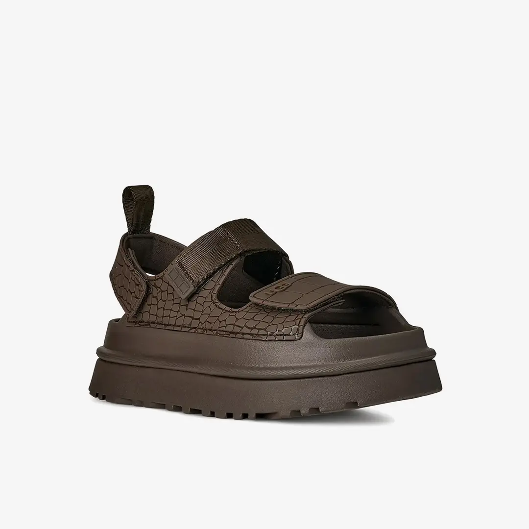 Ugg GOLDENGLOW EMBOSSED Kadın Bantlı Sandalet - Koyu Gri
