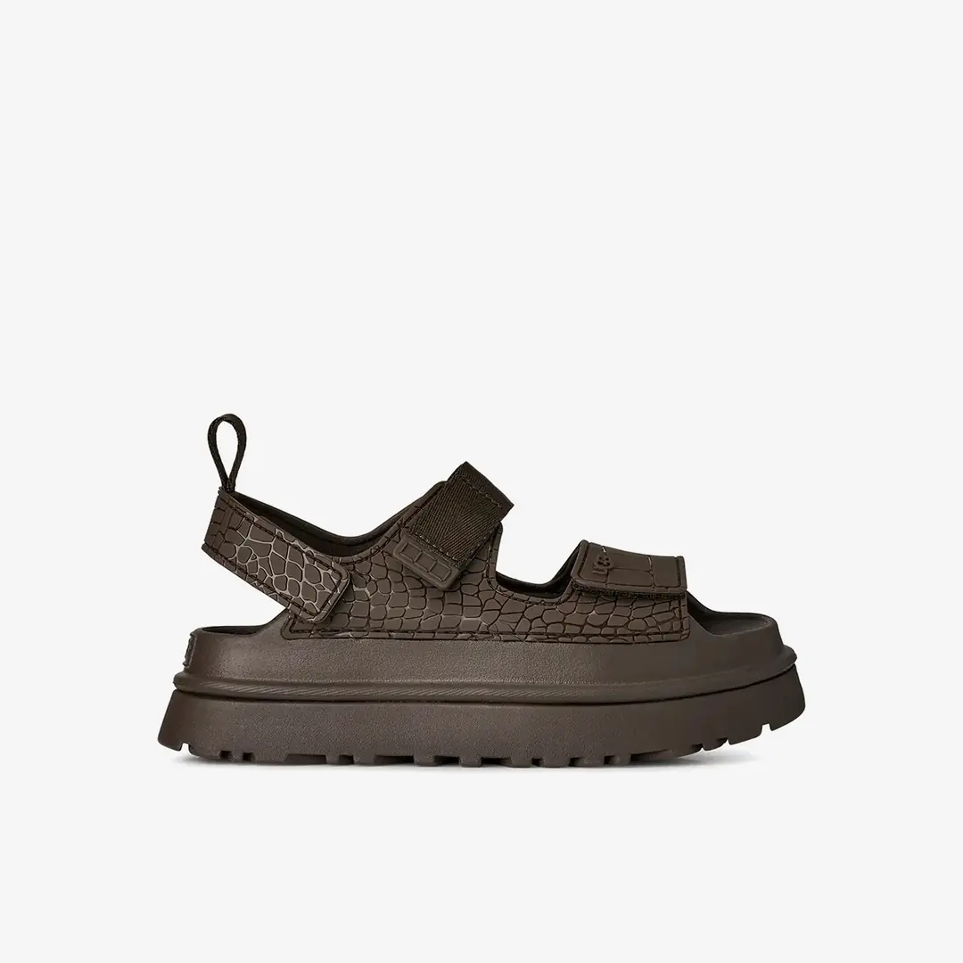 Ugg GOLDENGLOW EMBOSSED Kadın Bantlı Sandalet - Koyu Gri