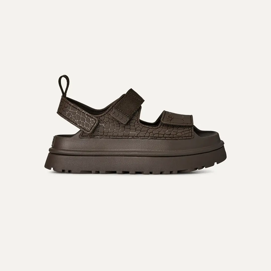 Ugg GOLDENGLOW EMBOSSED Kadın Bantlı Sandalet - Koyu Gri