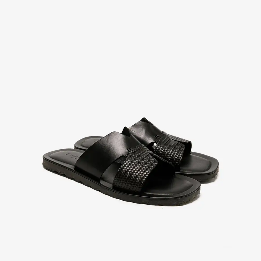 The Sandals Factory Leather Erkek Çift Bantlı Terlik
