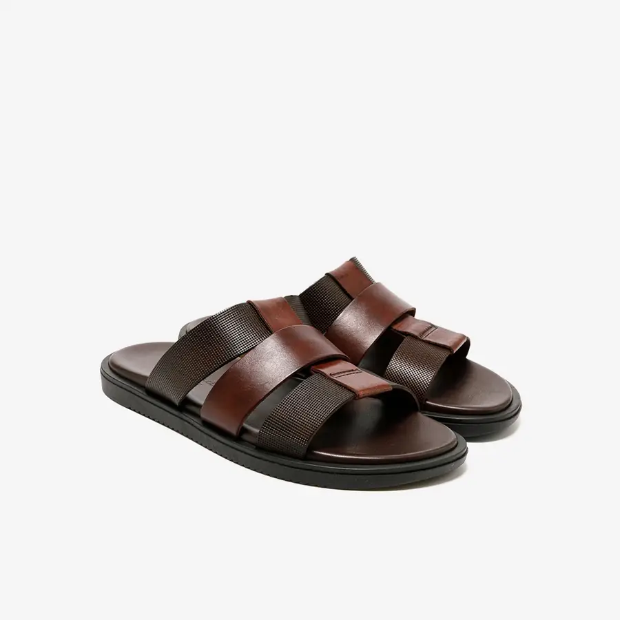 The Sandals Factory Leather Erkek Çok Bantlı Terlik