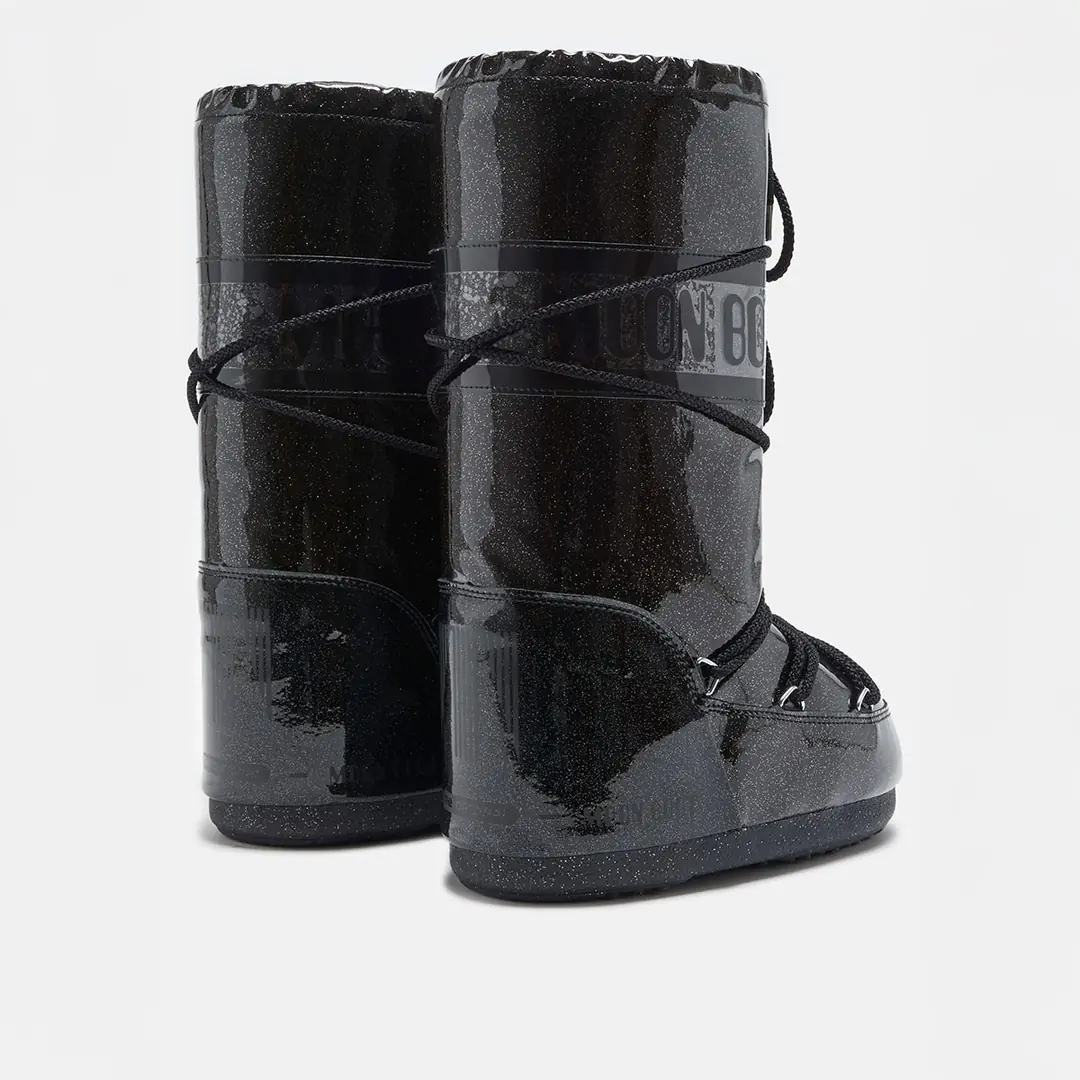 Moon Boot Icon Glitter Erkek Çocuk Bağcıklı Kar Botu - Siyah