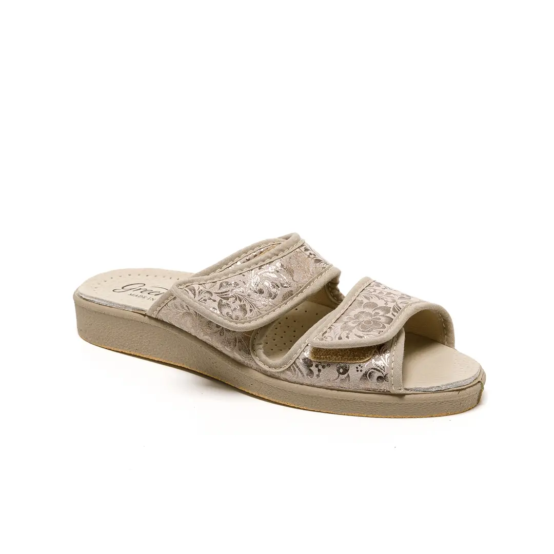 Green Life  Kadın Çift Bantlı Terlik - Bej